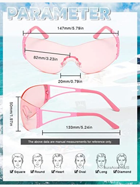 Rimless Wrap Y2K Sunglasses Oversized Shield UV400 Unisex